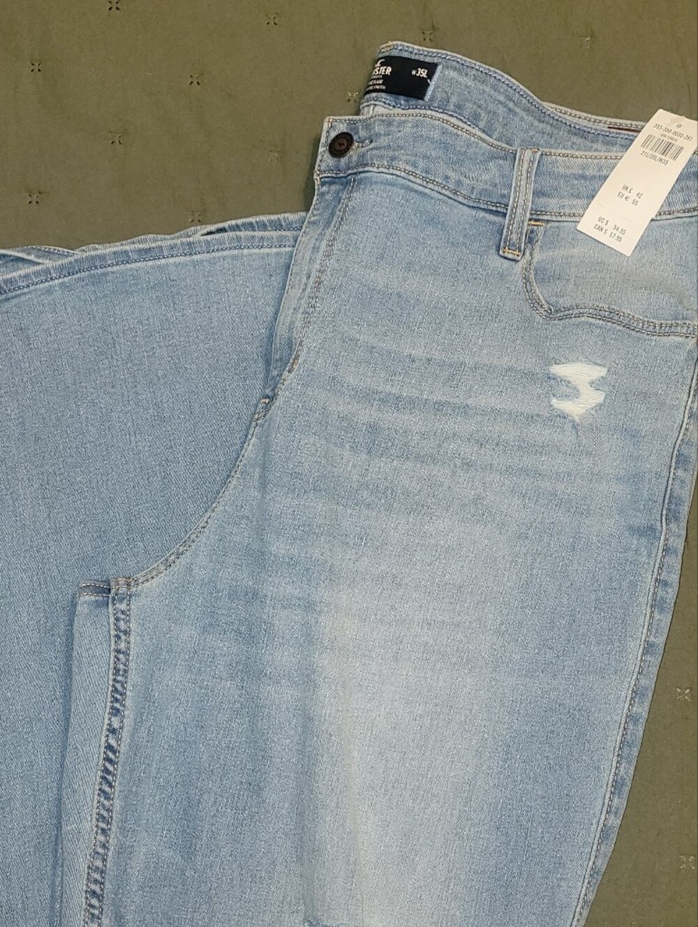 Hollister Light Blue Women's High Rise Flare Jeans with Distressed Detail